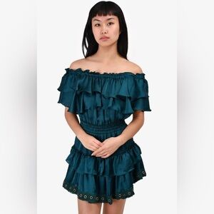 Misa Los Angeles emerald Ruffle Dress